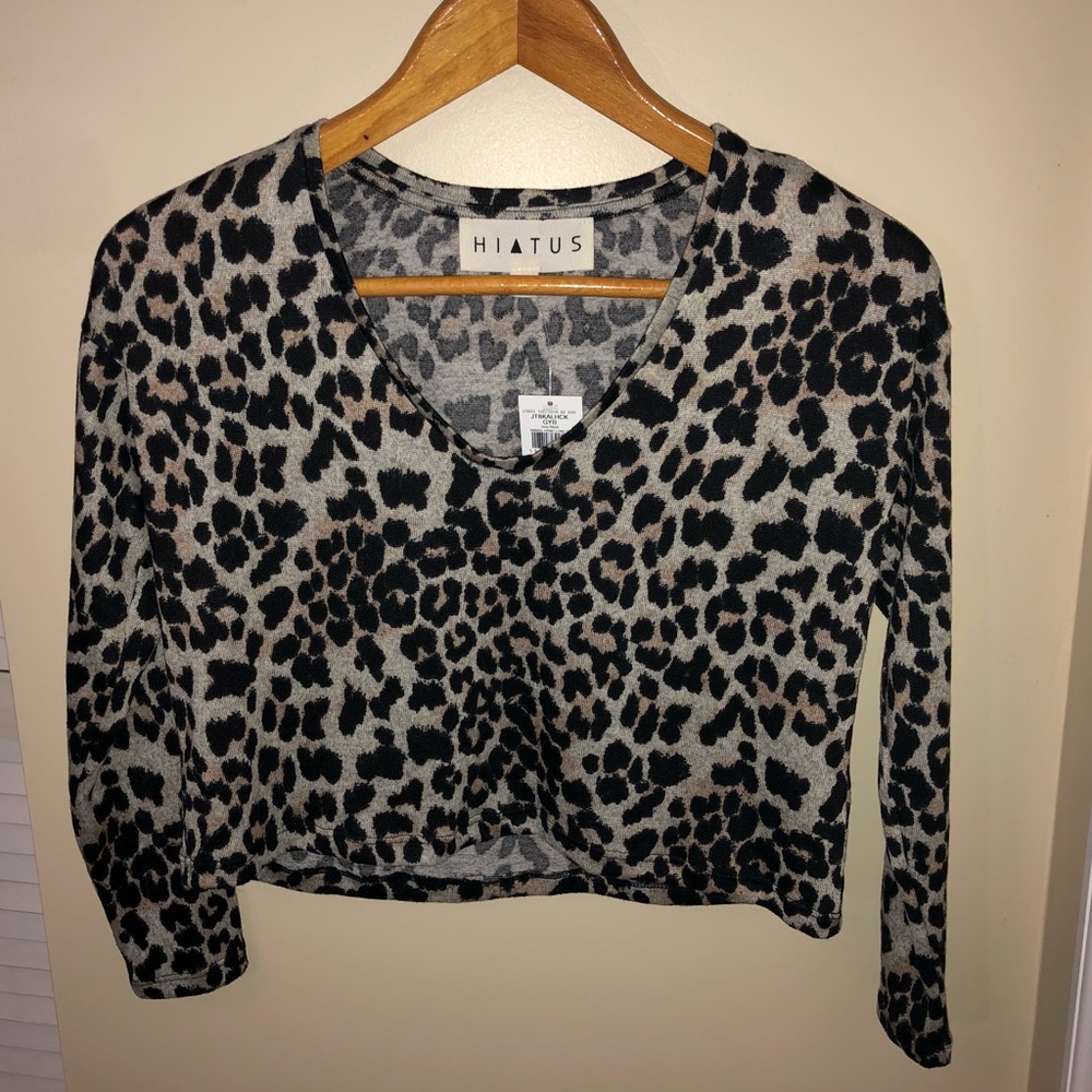 Hiatus Leopard Cropped Sweater